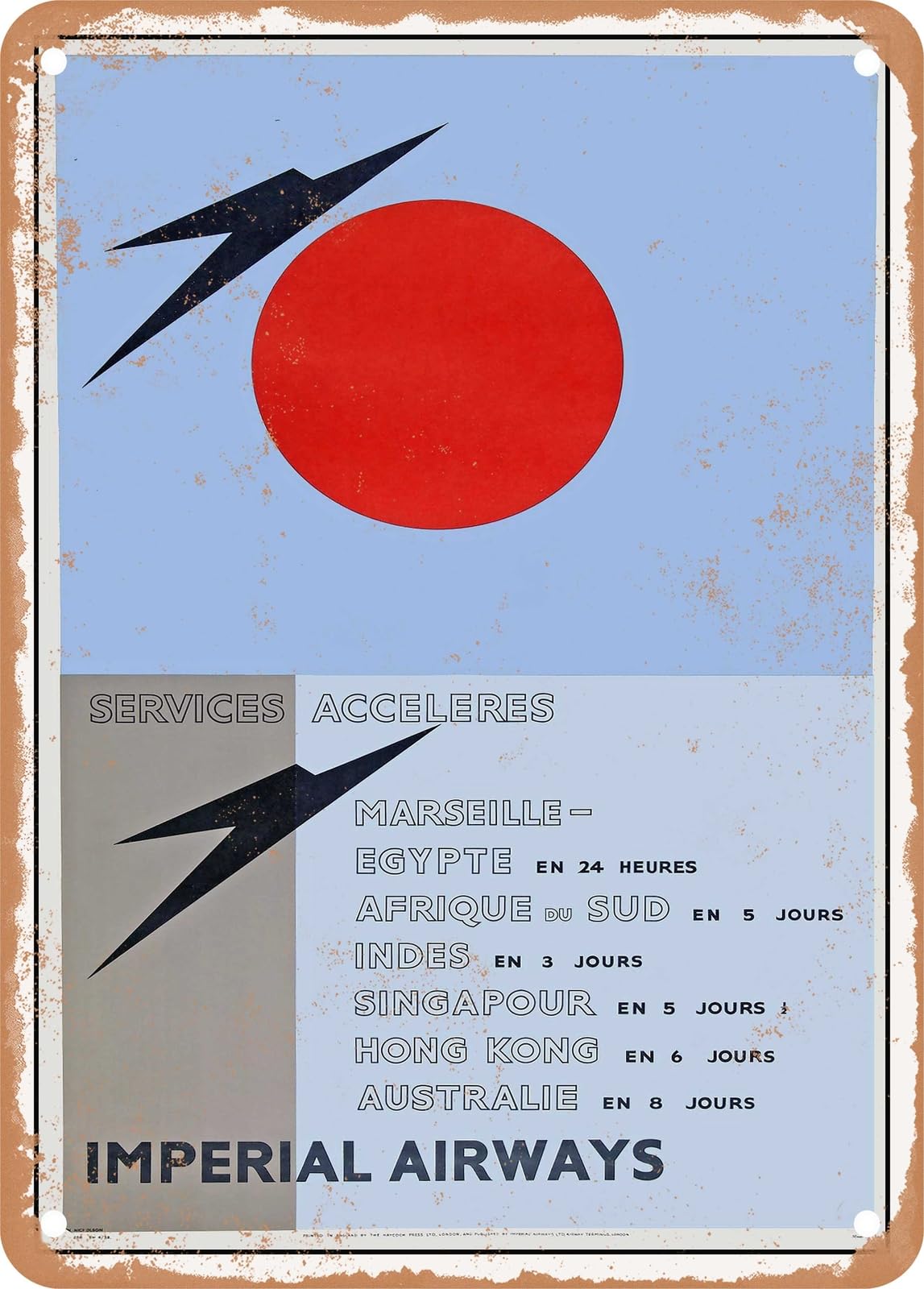 METAL SIGN - 1938 Services Acceleres Imperial Airways Vintage Ad home decor