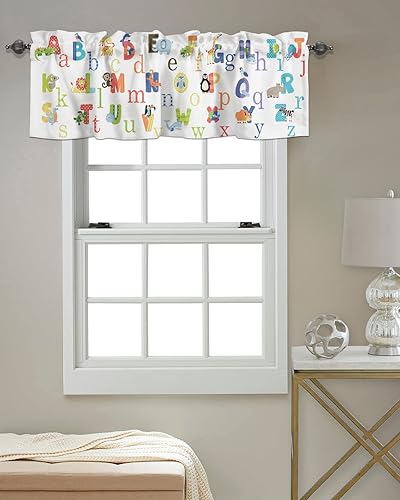 Miniatura 4 de Vandarllin Bonito alfabeto de animales para niños, cenefas para cortinas de cocina, cenefas para ventanas, estampado colorido con bolsillo