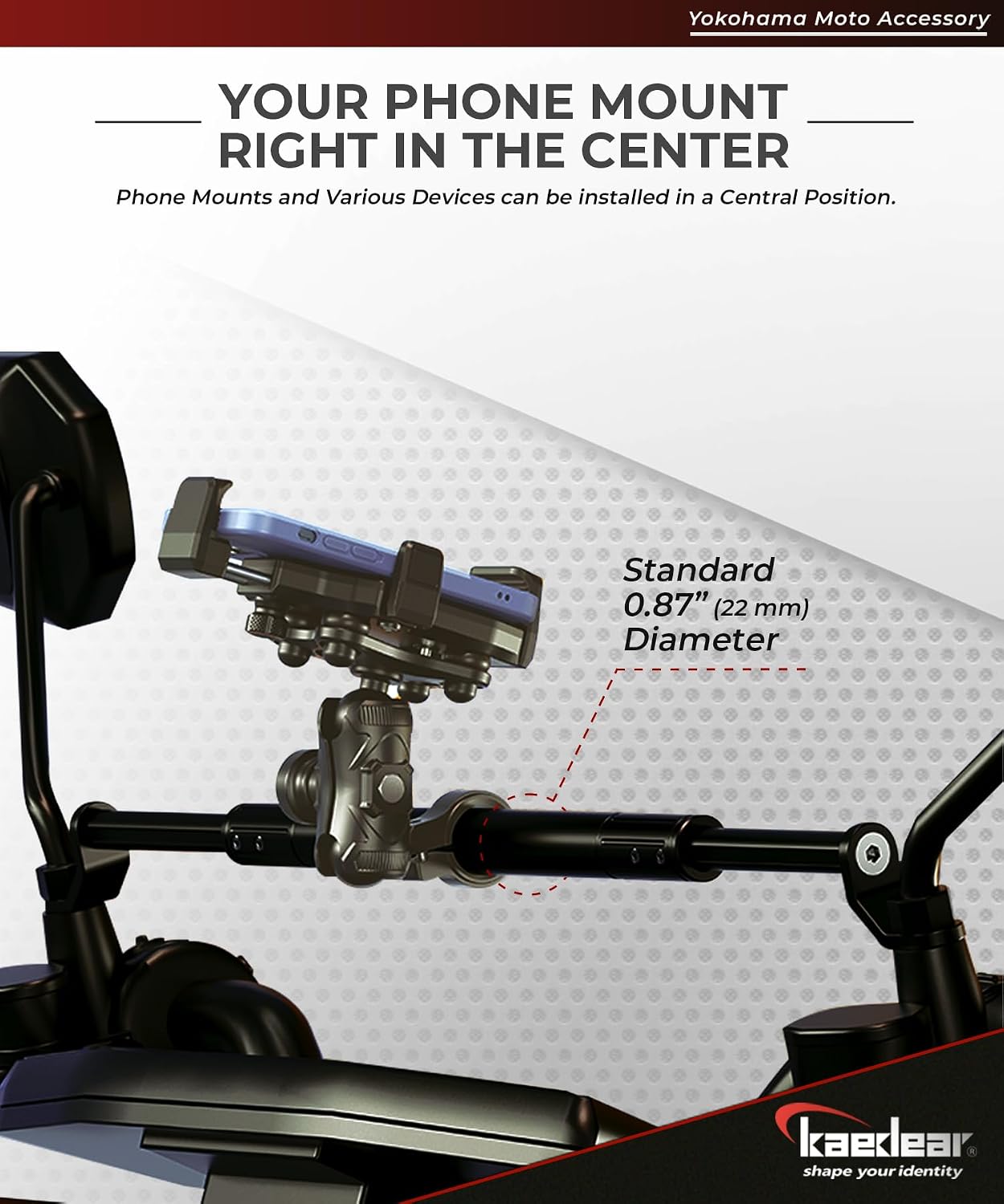 KAEDEAR Motorcycle Adjustable Mirror Brace, Mirror Clamp Bars, 0.87” (22mm) Diameter, Aluminum Mirror Mount Handlebar Extension KDR-HB3