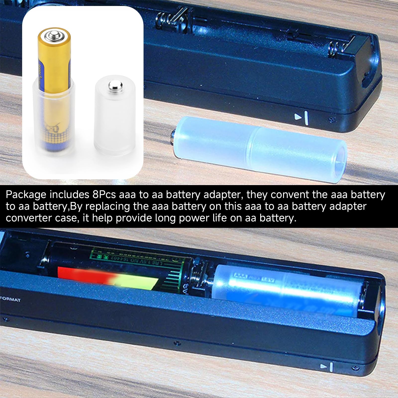 OLIREXD Transparent AAA to AA Battery Adapter Switcher, 8-Pack