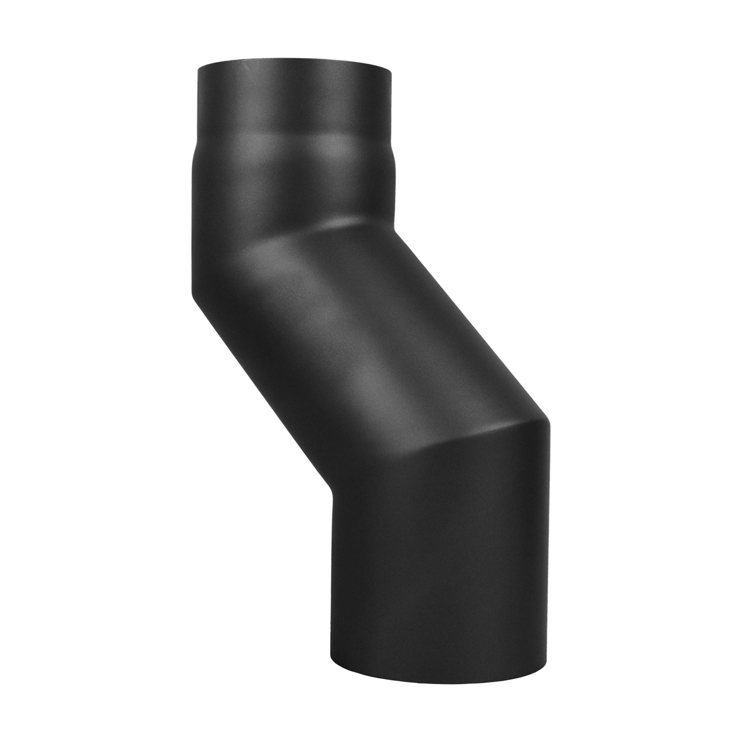 LANZZAS Rauchrohr Versatzbogen mit 120 mm Versatz - im Durchmesser Ø 150 mm - Farbe: schwarz - Doppelbogen Etagenbogen