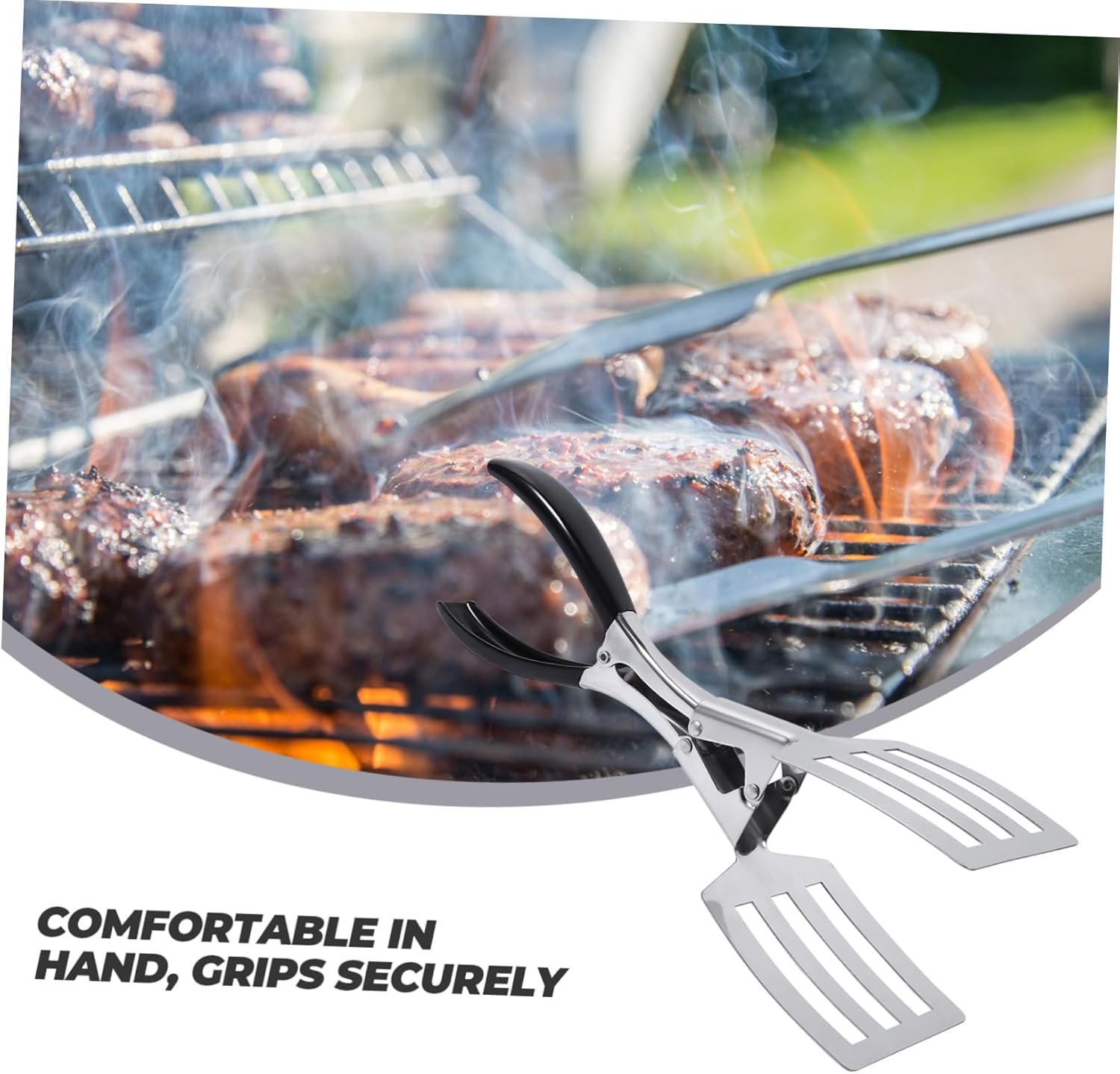 SOLUSTRE 2pcs Ergonomic Handle Design Bbq Tongs Heat Resistant Stainless Steel Tong Household Steak Clamp Bbq Tools for Outdoor Cooking