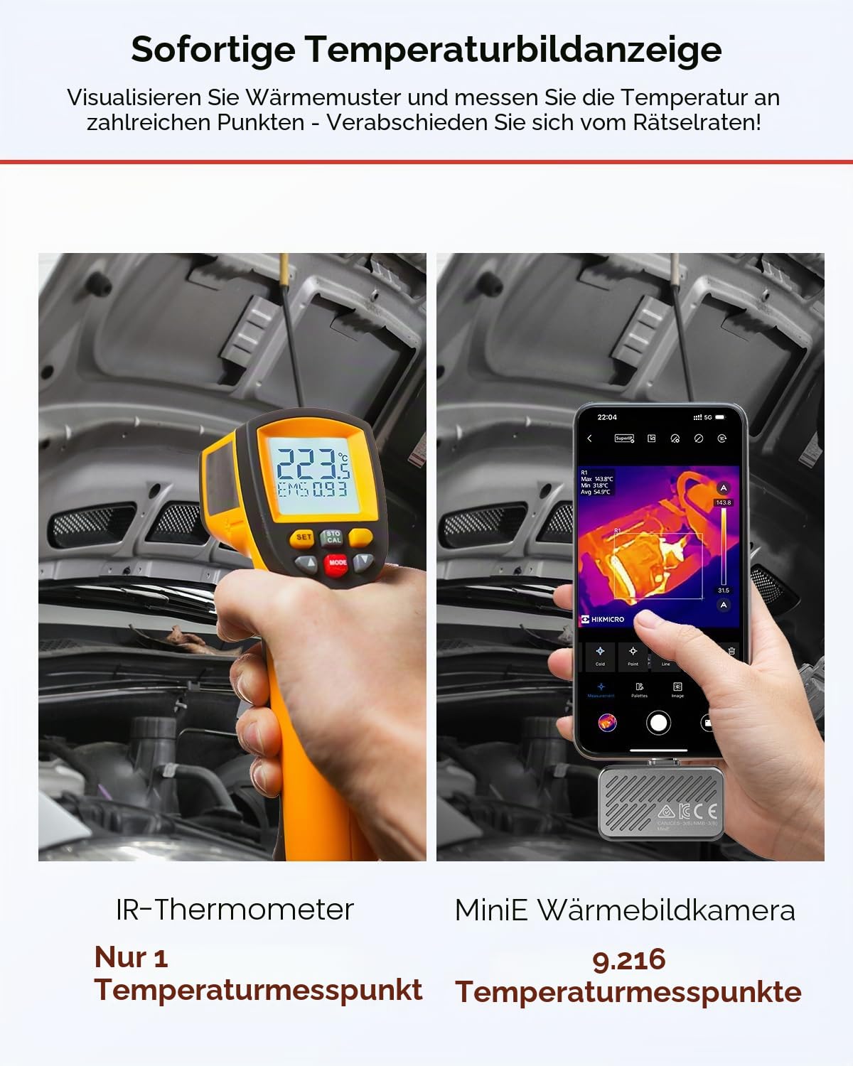 HIKMICRO Minie Wärmebildkamera - iOS/Android, 192×192 SuperIR Bildverbesserung, 25Hz, für Smartphone/Tablet, USB-C/Lightning(unterstützt iPhone 15/16) | 192x192 SuperIR, USB-C/Lightning, 25Hz, Telefon/Tablet/PC, Home & HVAC & Electrical