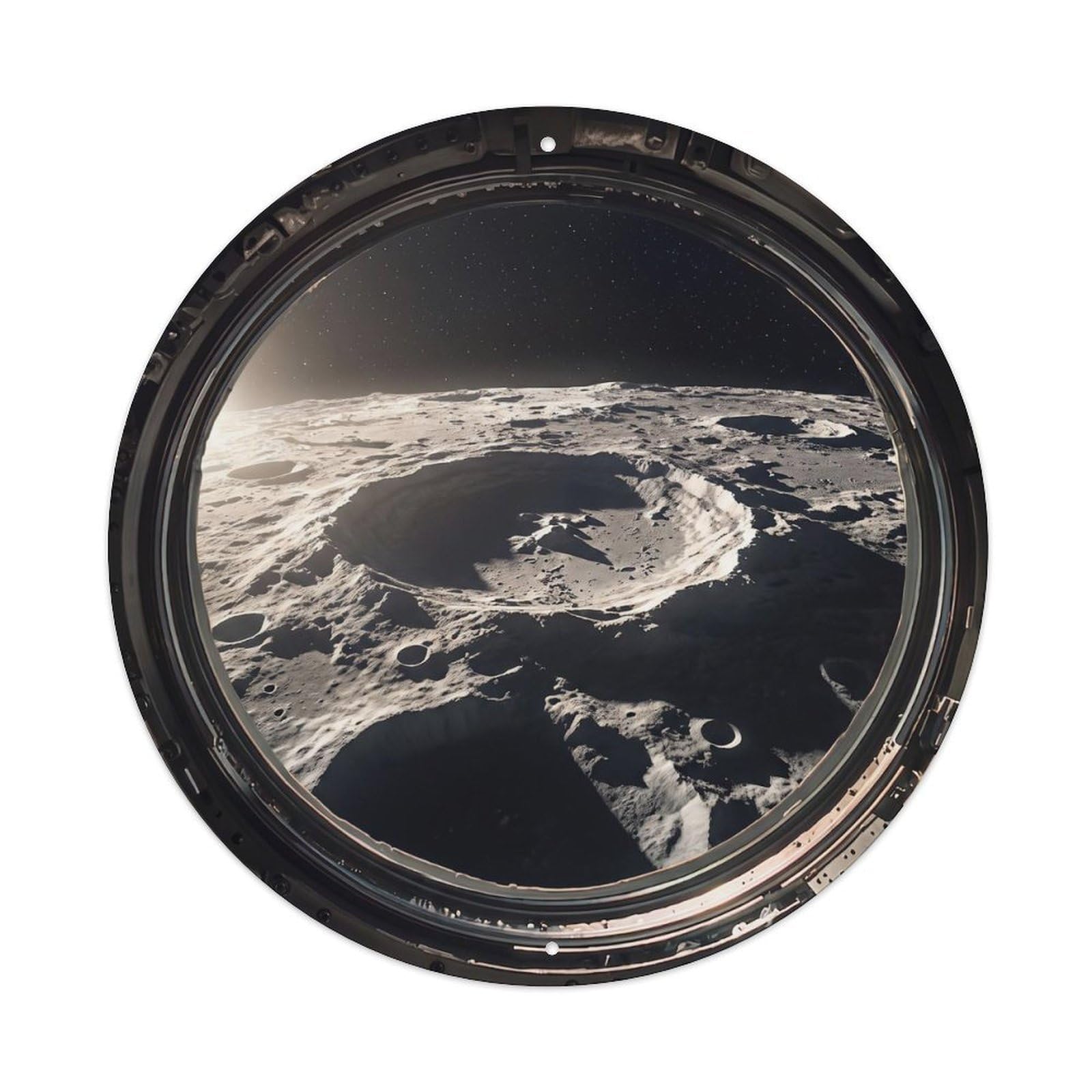 Moon South Pole from Space Station Porthole Metal Tin Sign
