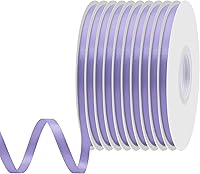 Vista 269 de Cinta de satén rosa polvoriento de doble cara, 3/8 pulgadas x 50 yardas, cintas de poliéster rosa polvoriento para envolver regalos, cinta de tela