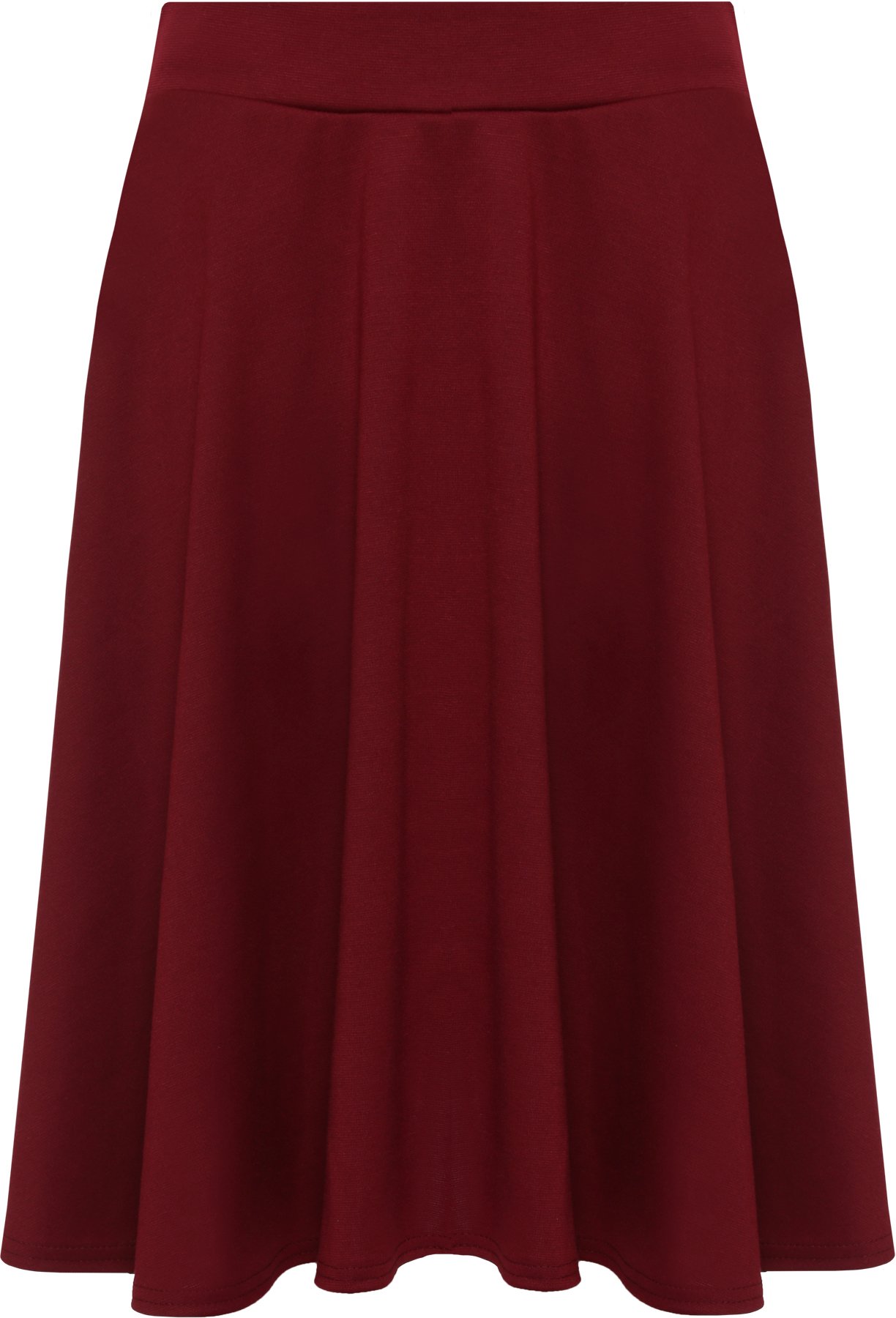 Wearall Women's Wine Plus Size Plain Flared Elastic Waist Short Skater Skirt - 16