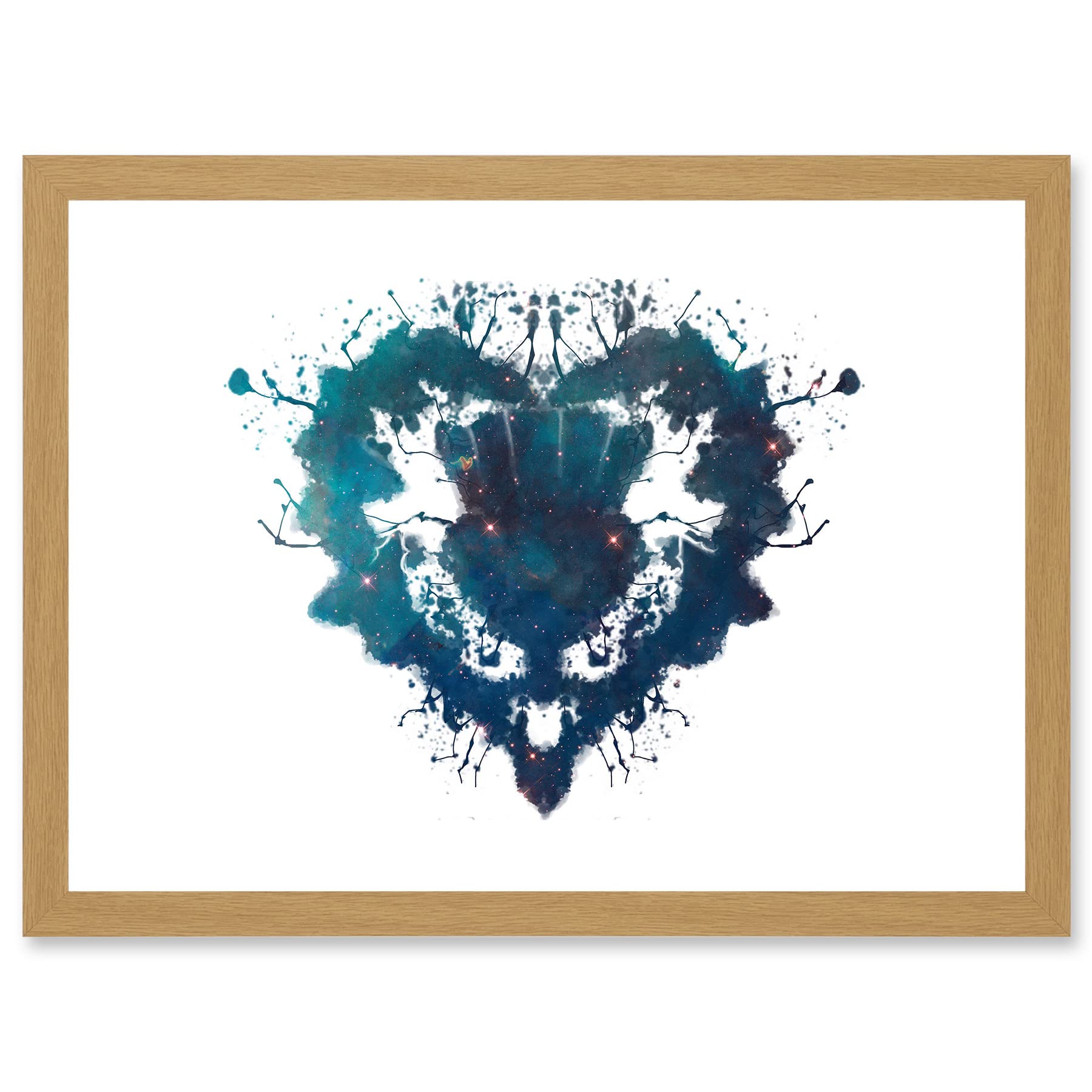 Wee Blue Coo Ink Splat Thistle Heart Scotland A4 Artwork Framed Wall Art Print