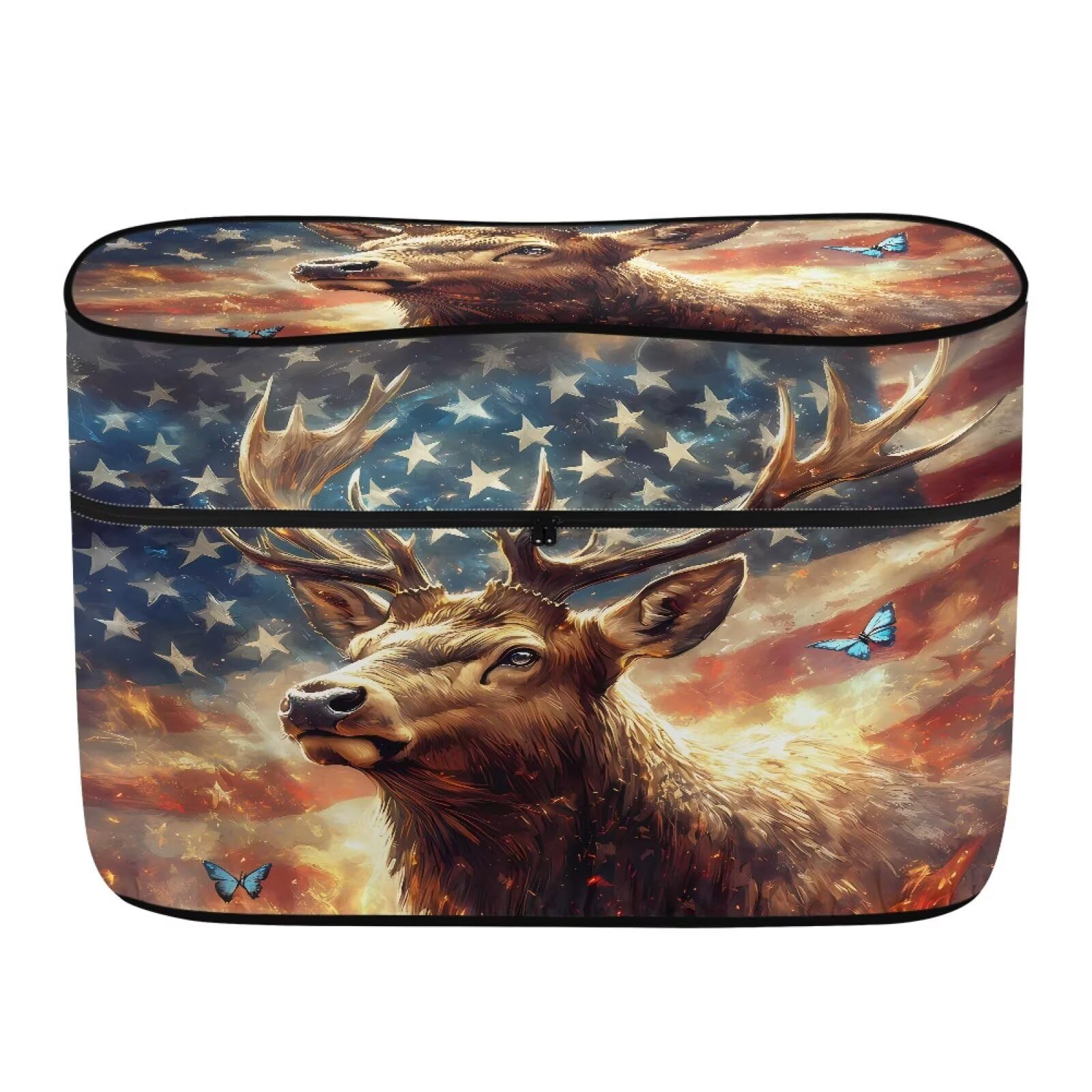 Generic American Flag Elk Camper Propane Tank Cover Waterproof UV Propane Tank Cover Polyester Waterproof Weather Resistant Propane Tank Protector,