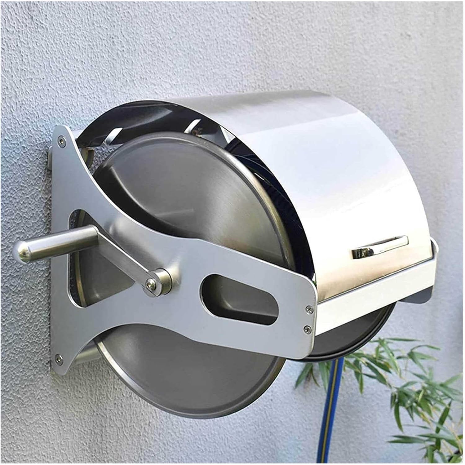 JvFbjLF Stainless Steel Garden Hose Reel,Heavy Duty Metal Wall Mount Water Hose Storage Rack(Rack+2m Hose)