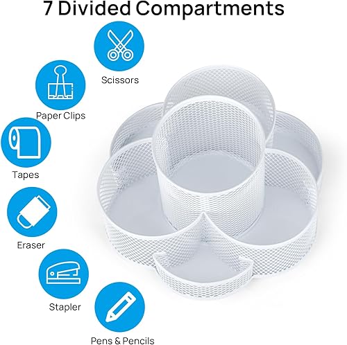 Vista 10 de Soporte para bolígrafo para escritorio, soporte giratorio para lápices, soporte para tazas para escritorio y oficina, organizador de bolígrafos