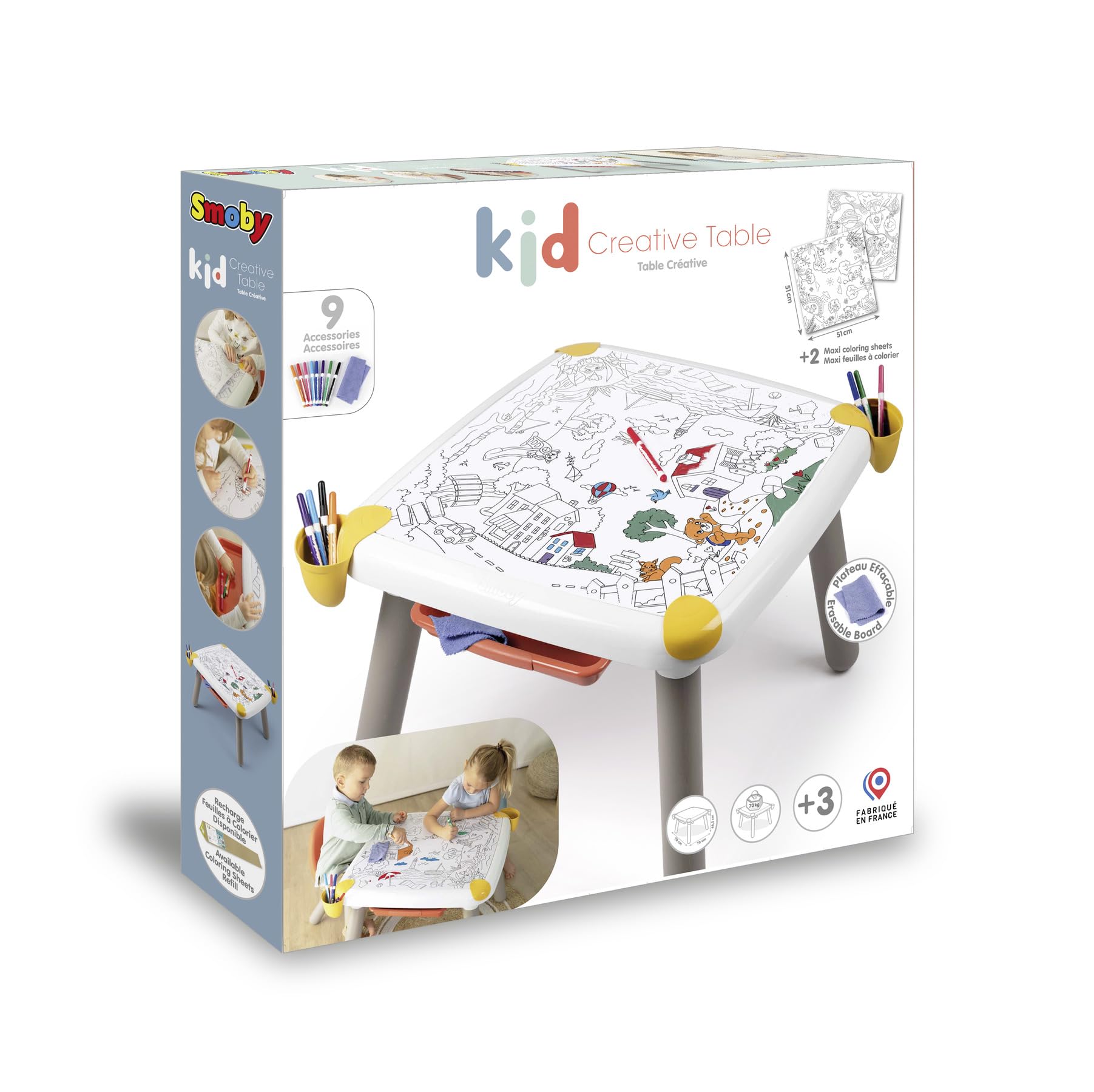 Smoby Mesa Creativa con Accesorios. Juego Educativo artístico de Dibujo borrable. A Partir de 3 años (7600420400)