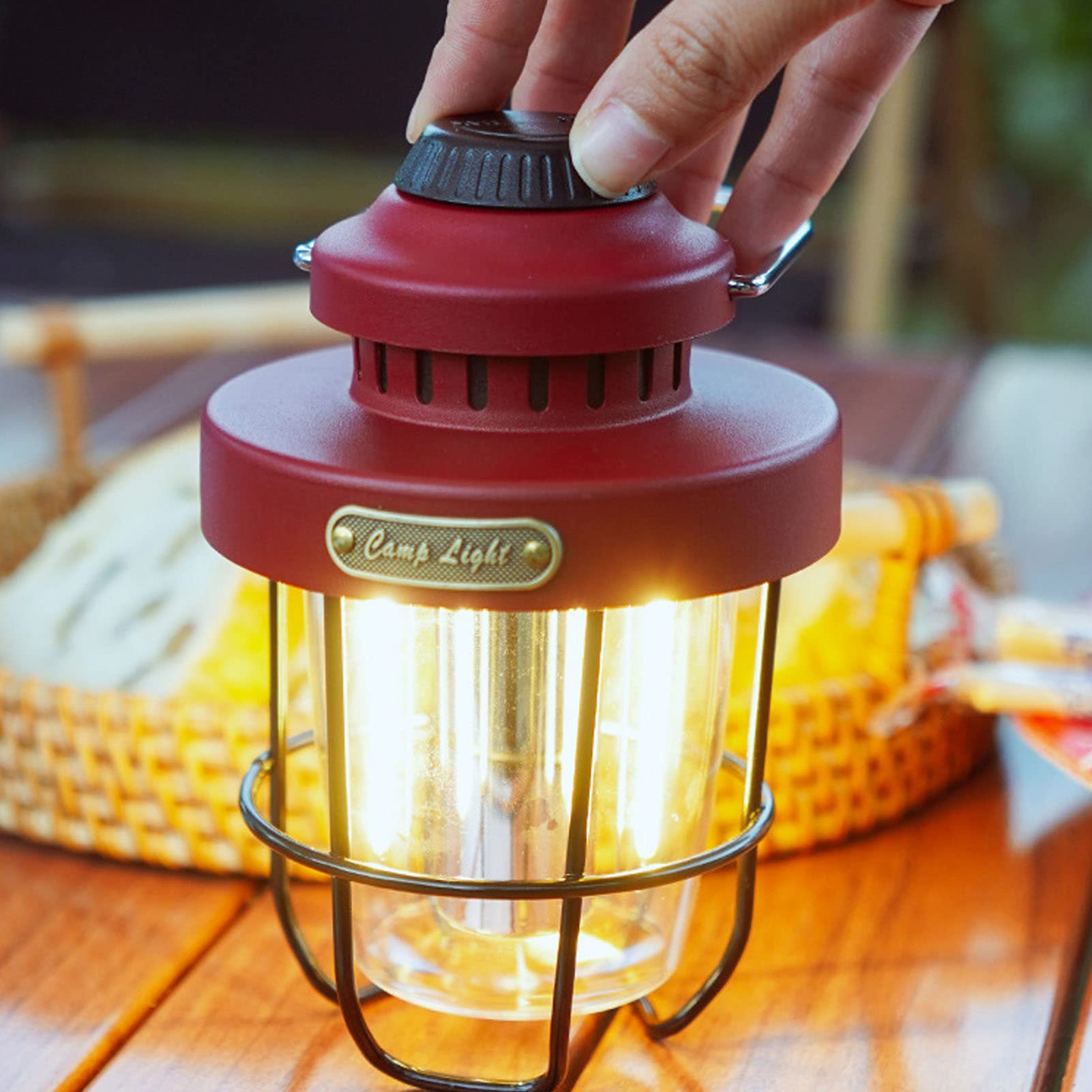 HERCHR Lanterne De Camping à LED Rétro, Lampe De Tente Rechargeable Et Portable, Lampe De Tente Rechargeable Multifonctionnelle pour la Randonnée en Camping