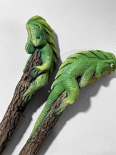 Miniatura 7 de Juego de 2 lápices de madera Iguana aserrín escultura de color verde camaleón King lindo animal creativo papelería escuela y oficina suministros