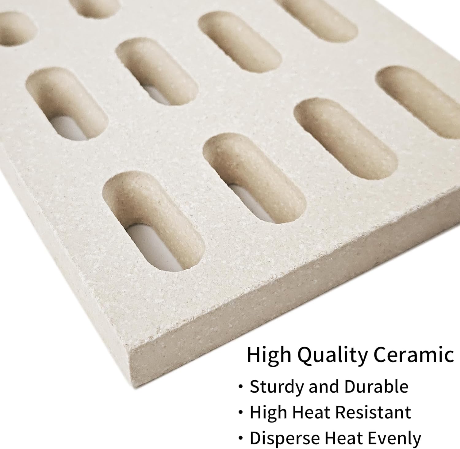 Ceramic Flame Tamer Briquette for Grand Turbo Barbeques Galore Grill BBQ Brick Replacement Parts for Grand Hall Members Mark, 7 1/16" x 4 3/4", 12 Pack Heat Plate