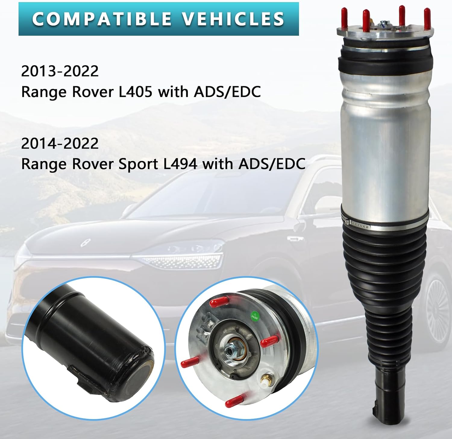 Front Shock Absorber Air Suspension Struts for Land Rover Range Rover Sport L405 L494 2013 2014 2015 2016 2017 2018 2019 2020 2021 2022 with ADS EDC LR056926 (Left)