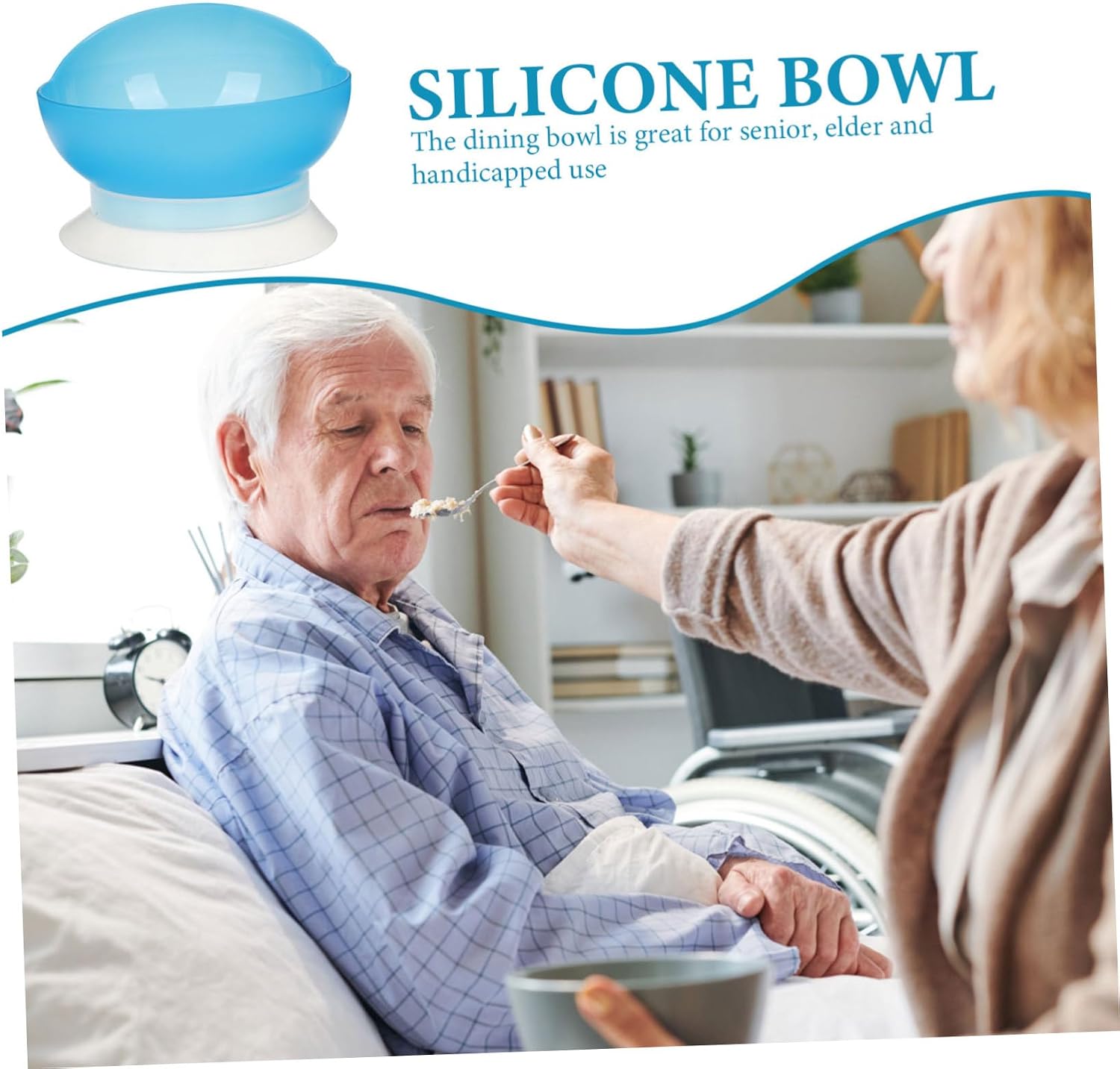 Toddmomy Suction Cup Silicone Bowl with Non Slip Base for Seniors and Disabled Curved Design to Prevent Spills Adaptive Dining Aid for Elderly Independent Eating