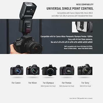 NEEWER TT560 Camera Flash Speedlite 5500K with Standard Hot Shoe Mount Compatible with Canon Nikon Panasonic Olympus Pentax Fijifilm and Other Digital Cameras
