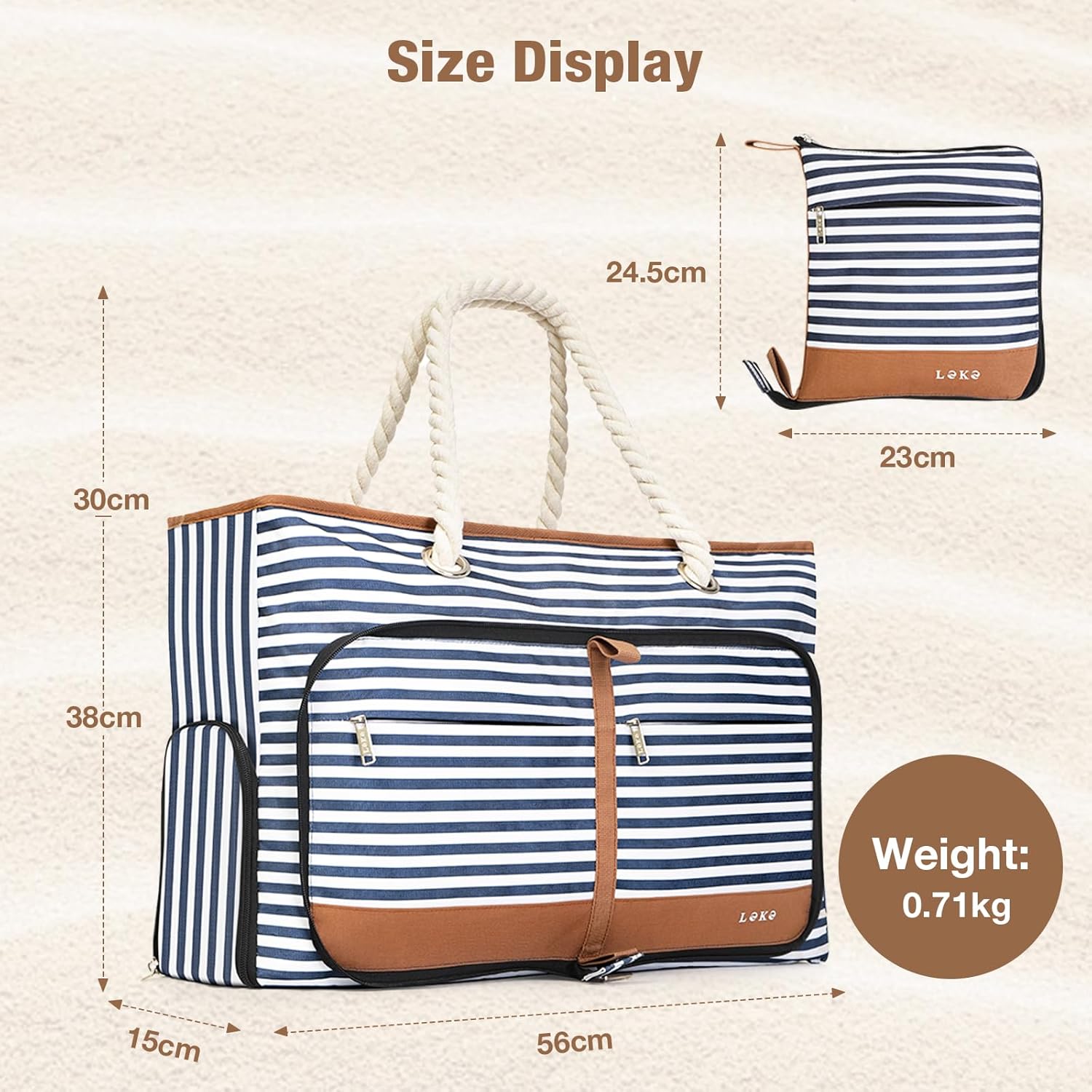Beach Bag for Women - 35L Large Tote Bag, Waterproof & Sandproof, Zippered Carry On Bag for Pool, Beach & Travel - Image 3
