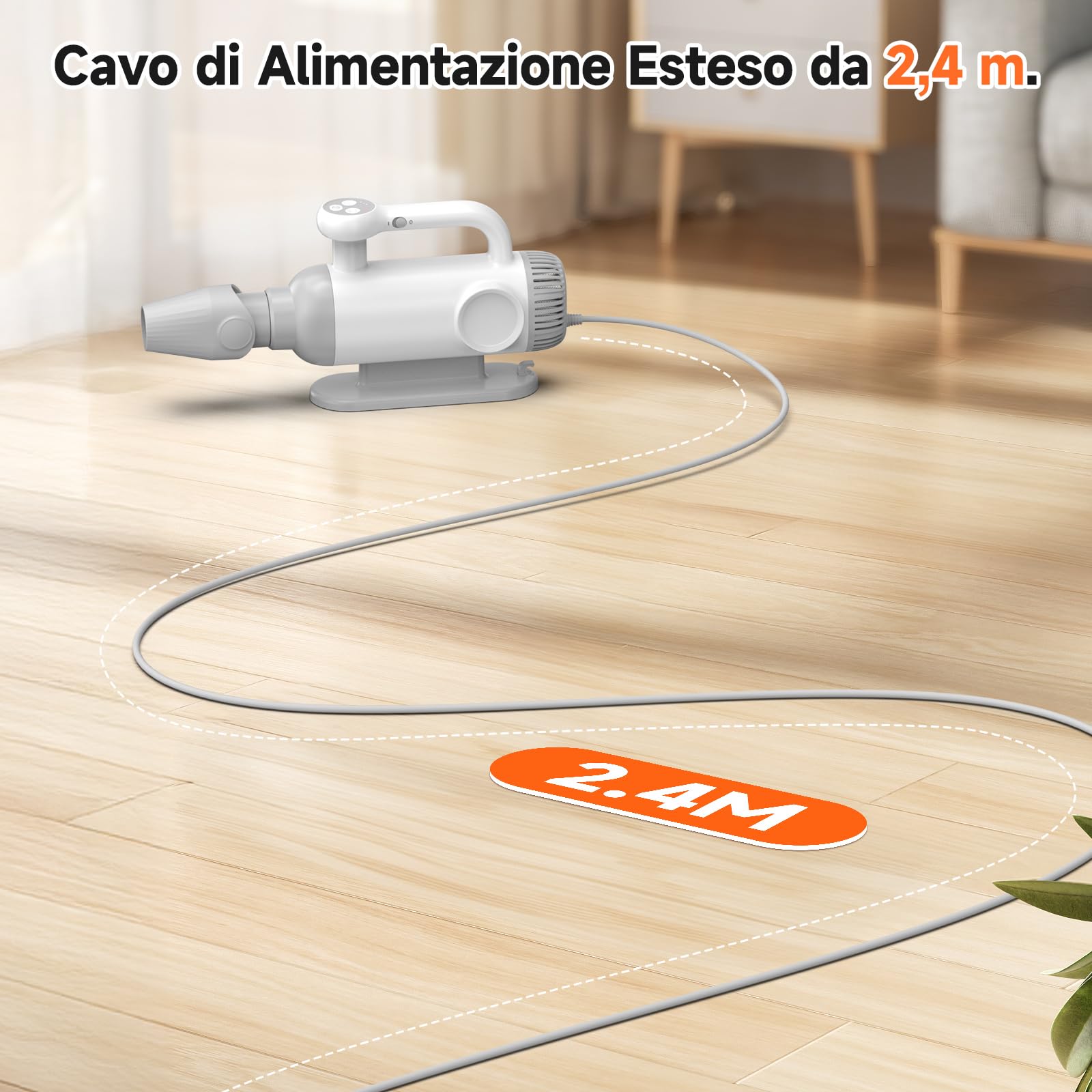 Soffiatore per Cani Blower, Asciugatore per Cani a velocità Regolabile - con modalità Caldo/Freddo, Phon Cane con 3 Diversi Ugelli per Uso Privato e Professionale