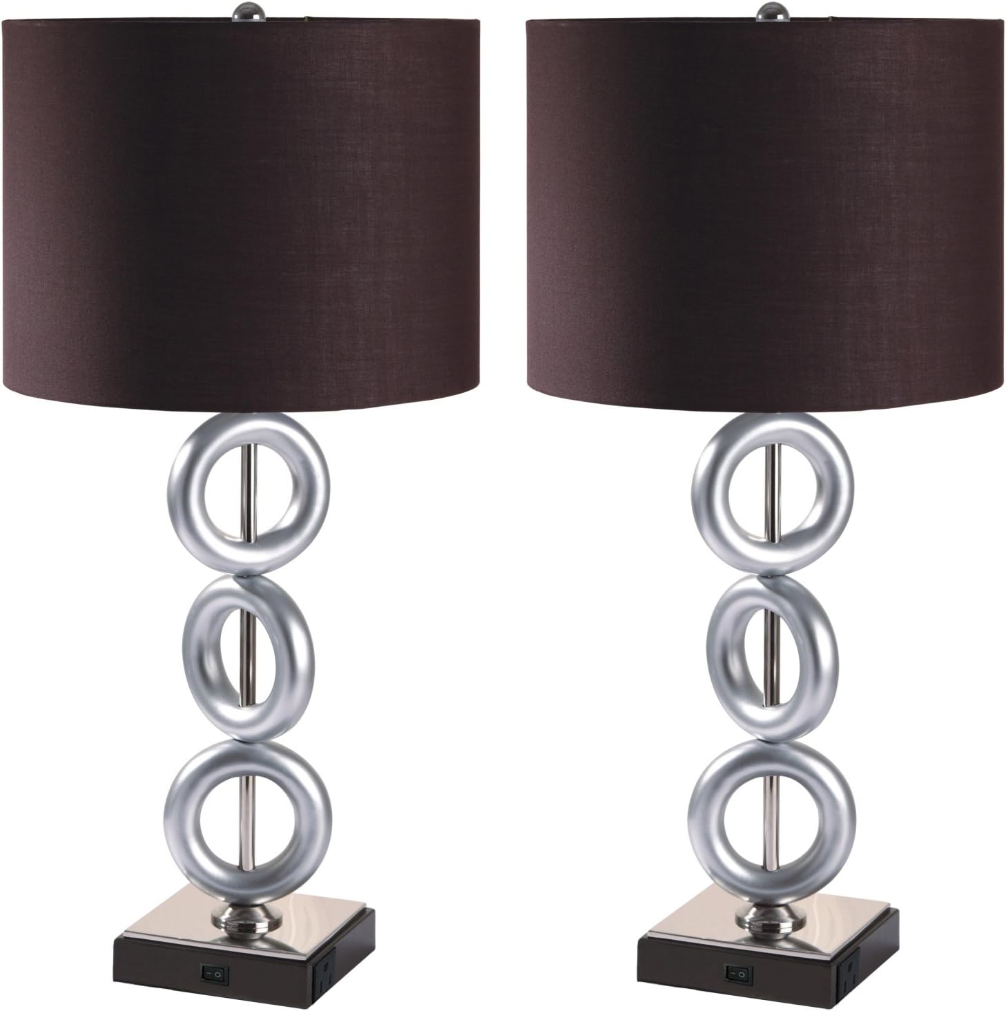 A8322T-S Ryan Elegant Table Lamp with Power Outlet, 29-Inch, Set of 2