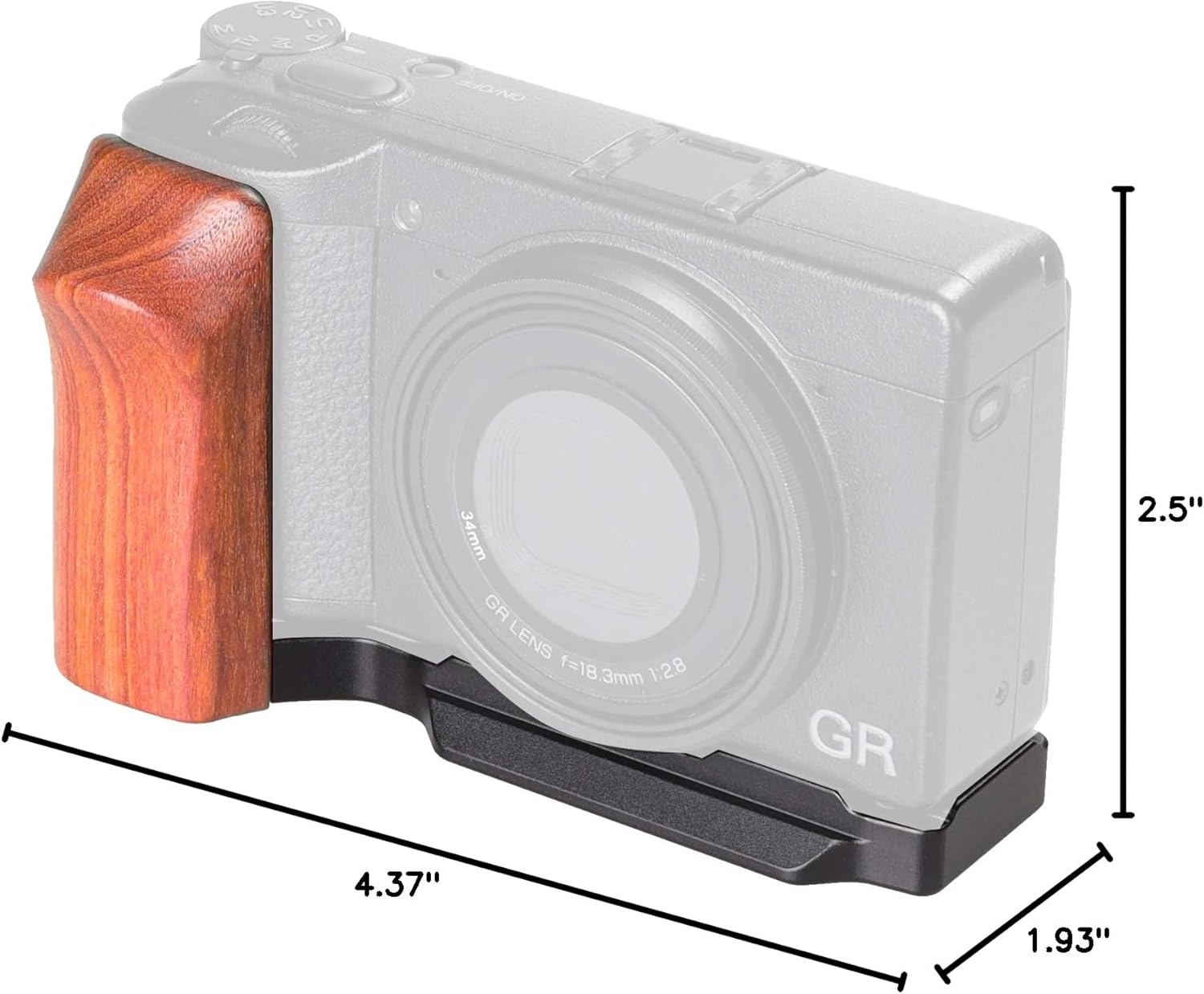GRIII GR3 GRIIIX GR3X Hand Grip Quick Release Plate Compatible with Ricoh GRIII GR3 GRIIIX GR3X Camera -Aluminium Padauk (GP-GR3)