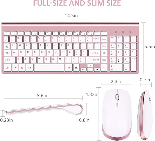 Miniatura 4 de FENIFOX Teclado y mouse inalámbricos, USB de 2.4 GHz, silencioso, silencioso, perfil bajo, compacto, tamaño completo, plano, delgado, portátil, con