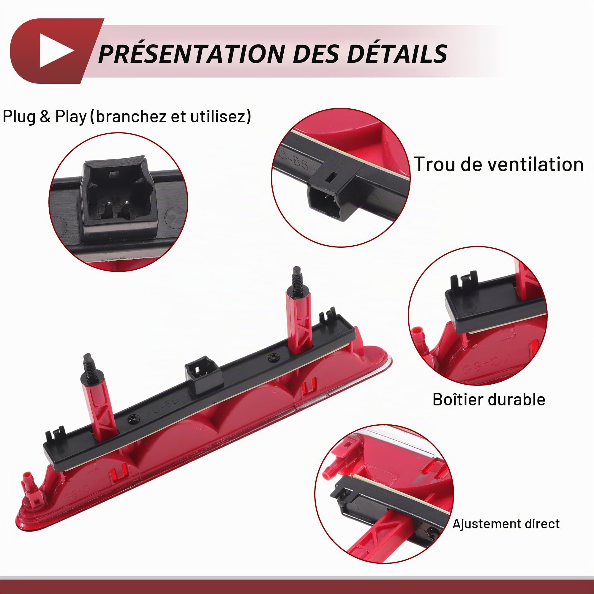 LED Troisième Feu Stop Pour Peugeot 307 Hatchback 2001-2008 No.6350P5 Rouge 5rd Feu Stop Arrière Centre Feu Stop Haute Niveau