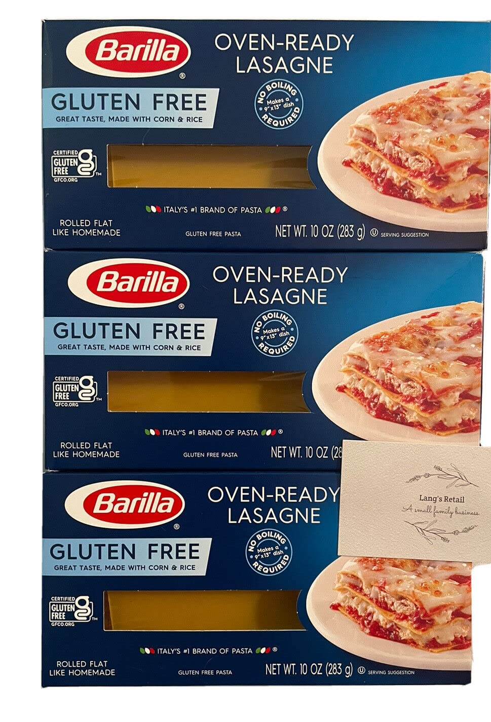 Barilla Gluten Free Lasagne, Pack of 3, Bundled with
