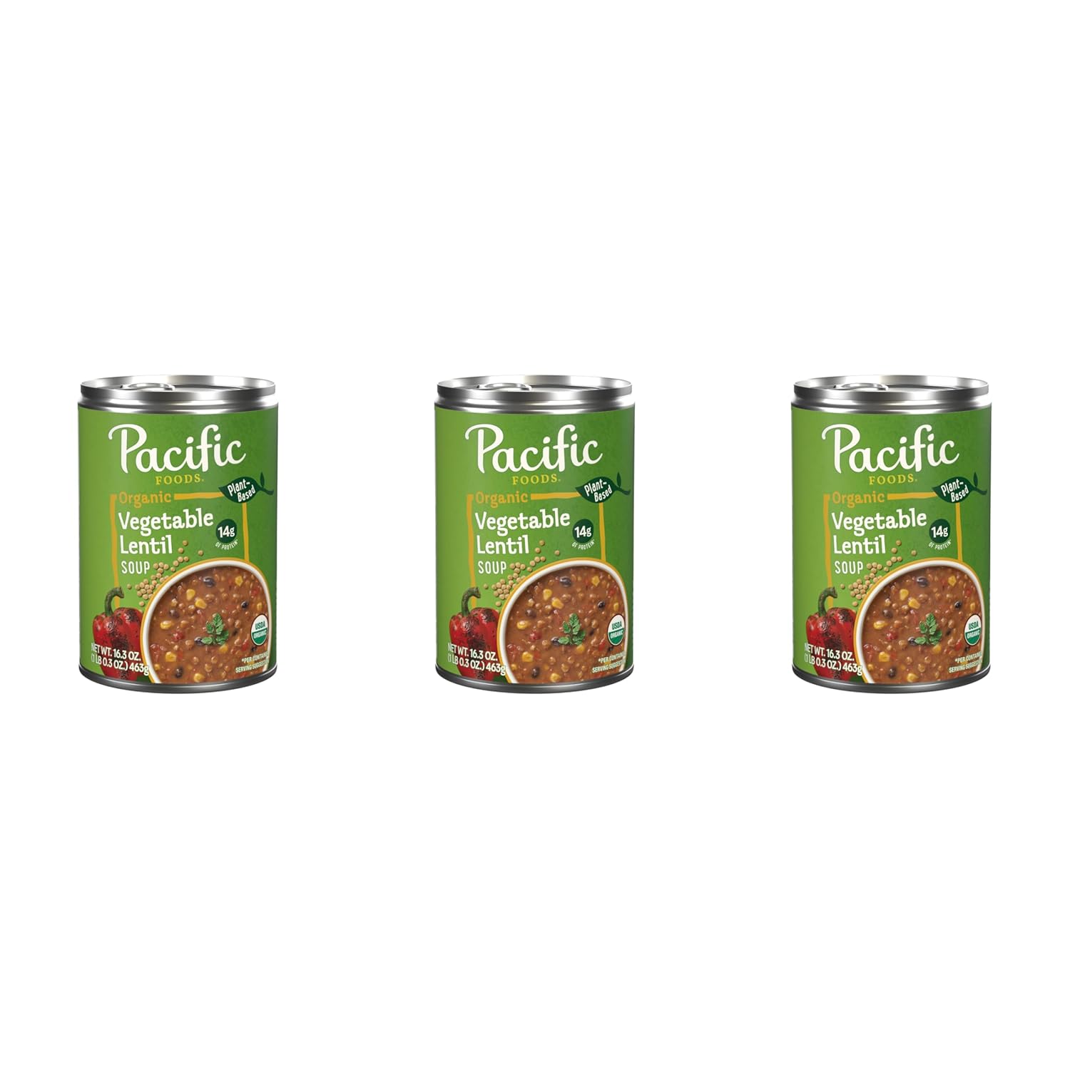 Pacific Foods Organic Vegetable Lentil Soup, Plant Based, 16.3 oz Can (Case of 12)