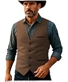Tuikayoo Mens Tweed Vest Herringbone Wool Retro Suit Waistcoats Vintage Retro Slim Fit