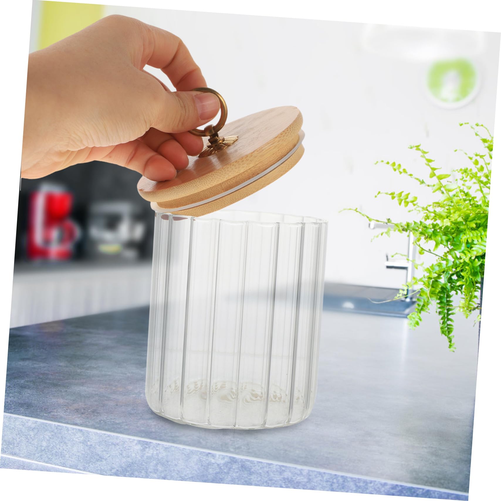 PRETYZOOM Set 3 Contenitori con Coperchio per Alimenti in Vetro Trasparente con Coperchi in Bambù Ermetici per Cucina, Capacità 550ml, 850ml e 1150ml, per Conservare Tè e Spezie