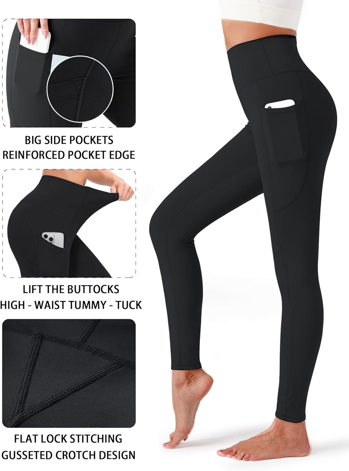 YOYOYOGA Leggings for Women High Waisted Yoga Pants Tummy Control Workout Athletic Leggings with Pockets - Image 5