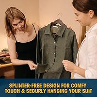 Vista 5 de Paquete de 30 perchas de madera, percha para ropa de uso diario, percha para abrigos en el armario, perchas de madera resistentes para trajes, Nogal