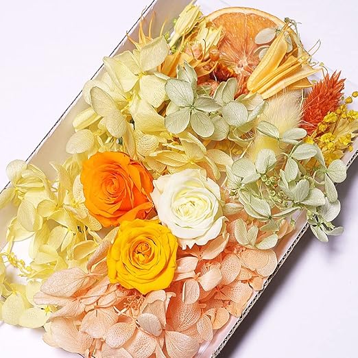Amazon 花材セット 材料 ハーバリウム アロマワックス サシェ レジンクラフト プリザーブドフラワー ドライフラワーミックス ローズイエロー プリザーブドフラワー オンライン通販