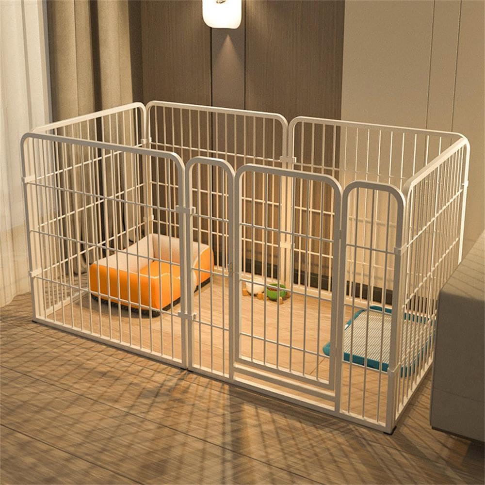 ペットサークル 犬 サークルケージ ペットフェンス ドア付き 置くだけ 柵 自立 ケージ 小型犬 セット 6枚 接続式 簡単組み立て 工具不要 折りたたみ 犬用 120×60cm 室内 屋外 ホワイト