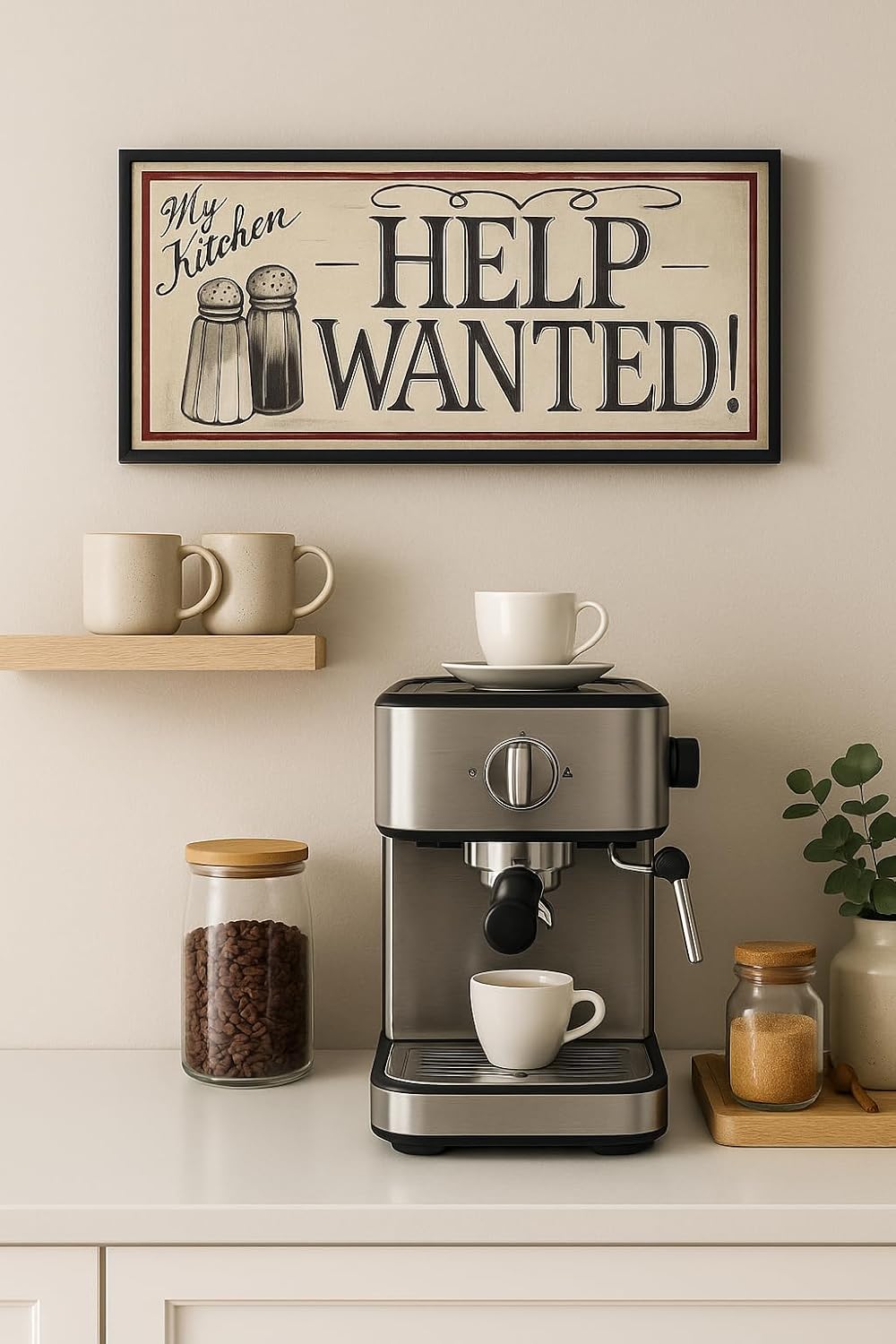 Funny Kitchen Sign Wall Decor, Help Wanted Sign, Coffee Bar Sign, Rustic Farmhouse Kitchen Decor, Vintage Wooden Kitchen Sign, Coffee Station Decor, Funny Kitchen Wall Art, Gift for Coffee Lovers. image 4