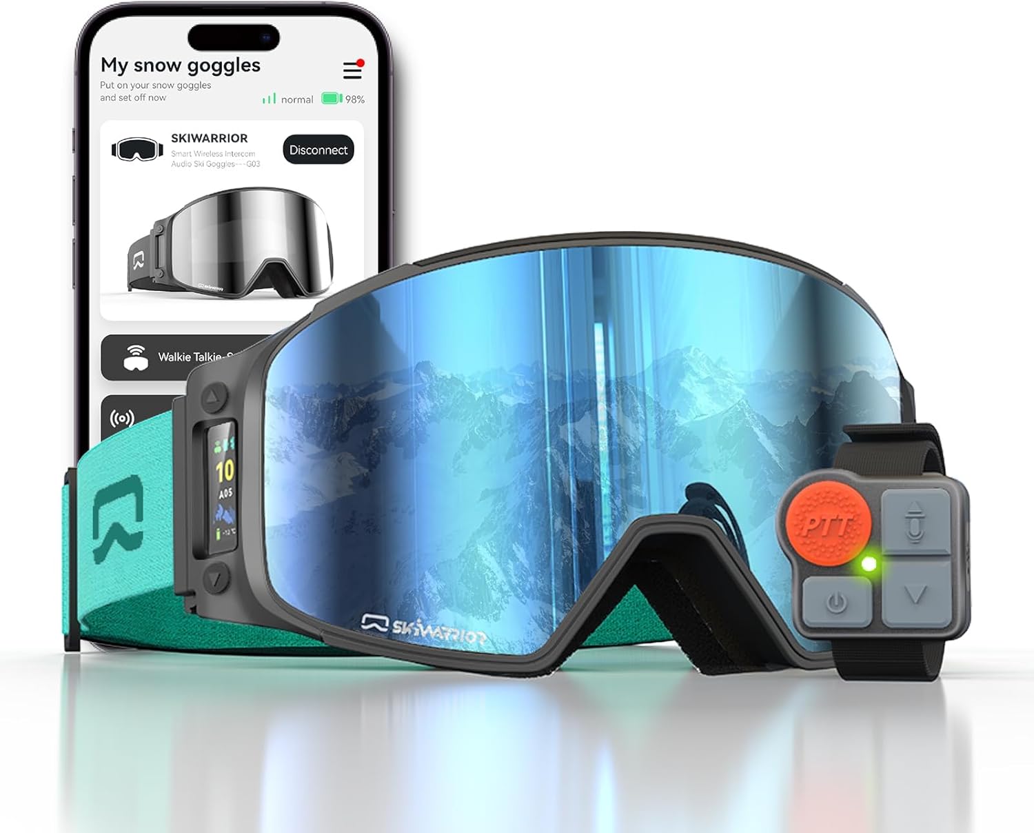 Multifunctional Smart Wireless Ski Goggles with Walkie-Talkie, Anti-Fog Zeiss Lens, Music & Call Function