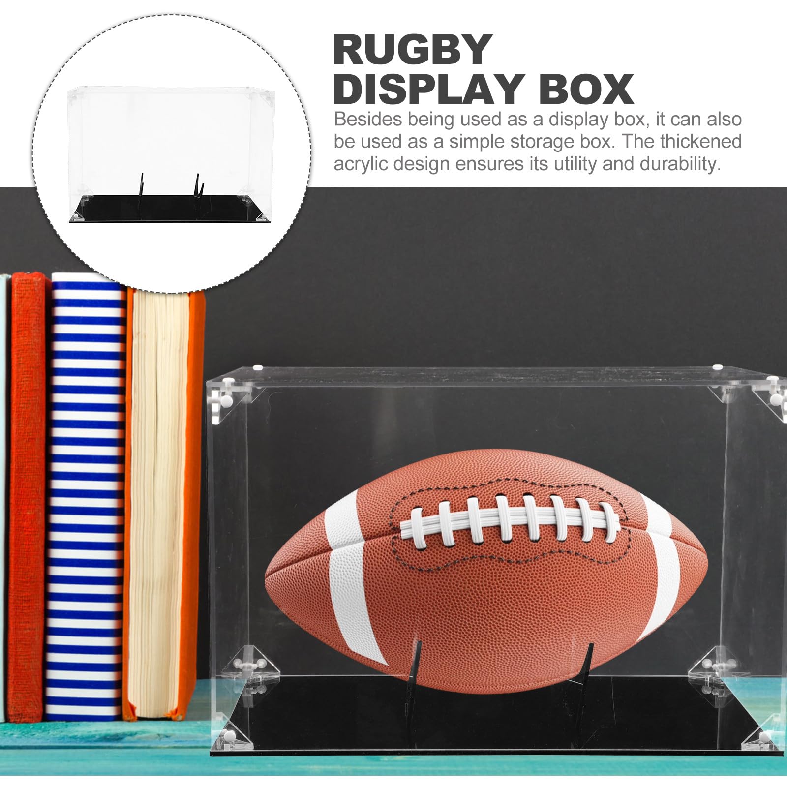 Boîte De Présentation Acrylique Cabilock – Transparente, 31,8 X 19 X 18 Cm, Pour Ballon De Rugby, Baseball, Collection