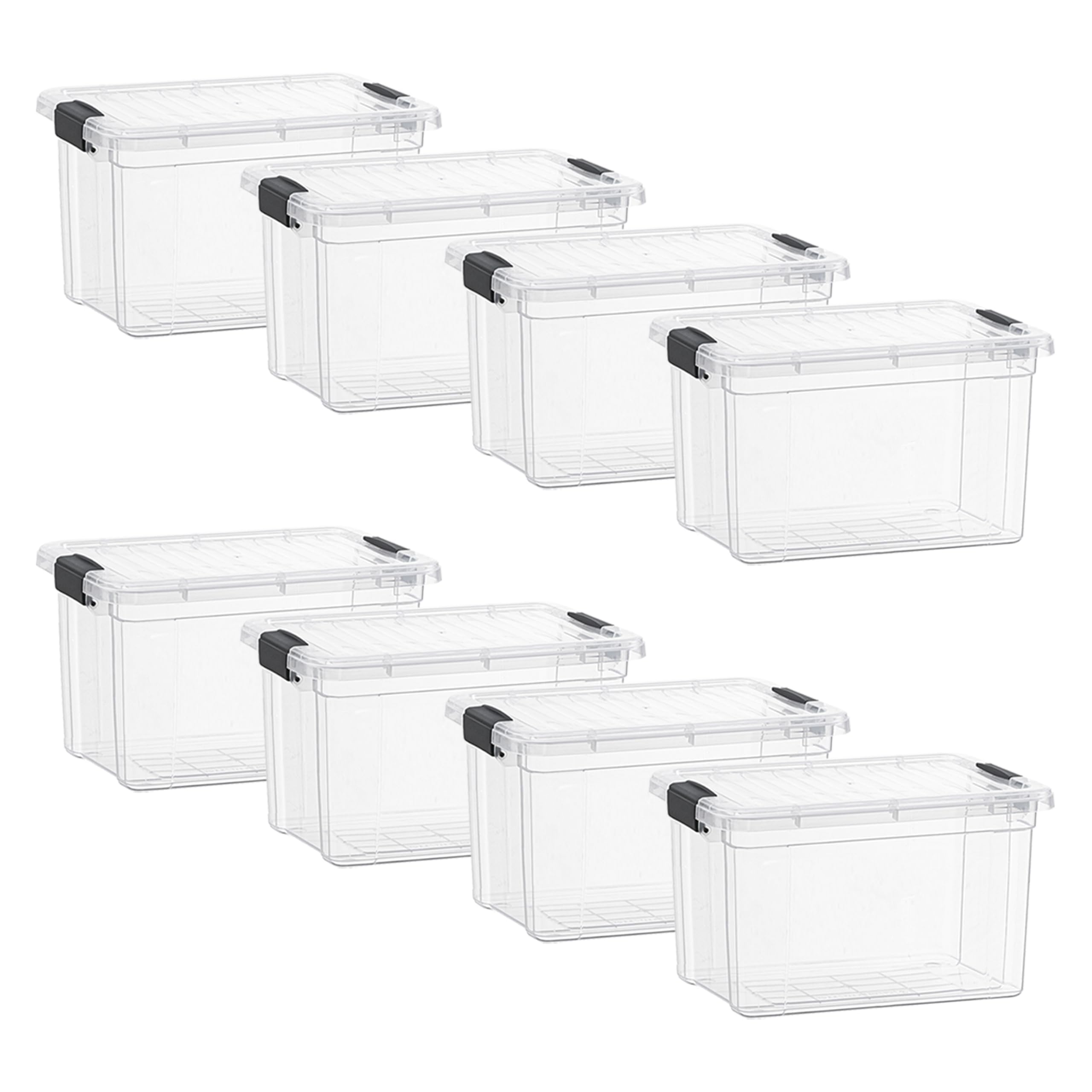 Superio 49 Quart Clear Plastic Storage Boxes with Lids, Stackable Organizer Containers, BPA-Free Storage Bins for Home, Office, School &amp; Dorm, 8 Pack