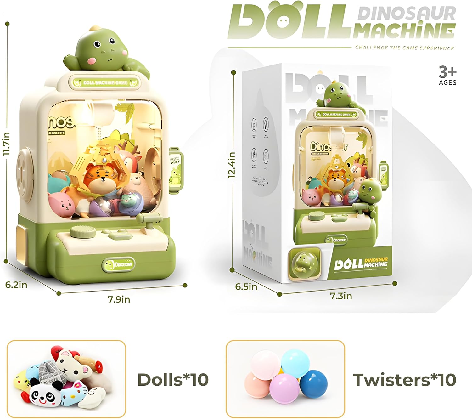 Claw Machine for Kids,Dinosaur Small Mini Vending Machine with 20Pcs Prizes