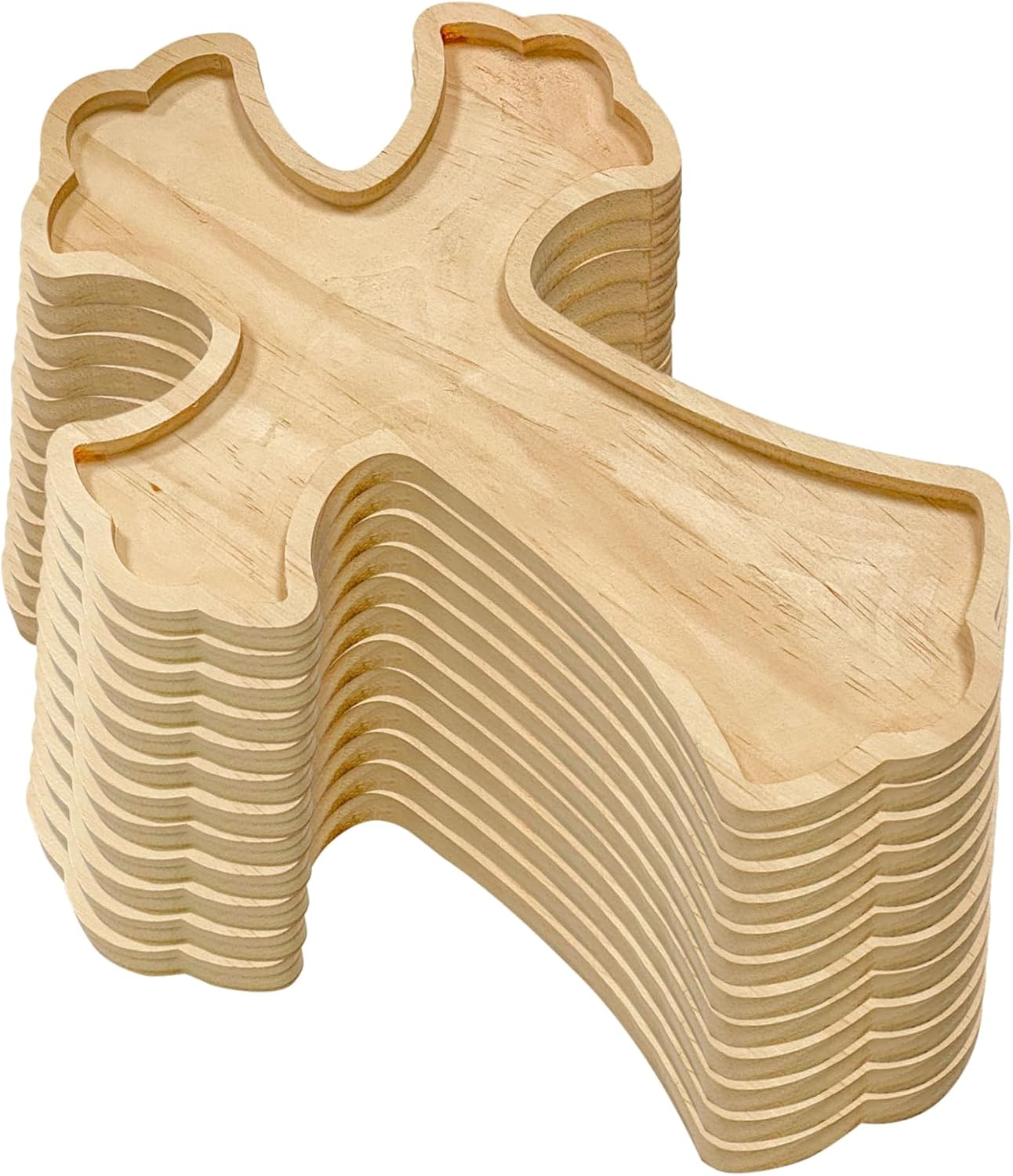 12 Pack 10 Inch Unfinished Wood Crosses Natural Solid Wooden Cross for Crafts (10 x 6.8 x 0.6 Inches)