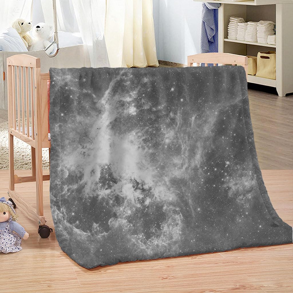 Coperta Di Flanella Letto Matrimoniale Invernale 180X200Cm Coperta Pile In Microfibra Morbida Pelosa Calda Copriletto Per Divano/Bambini Camere Da Letto, Cielo Stellato Dell'Universo Grigio Motivo