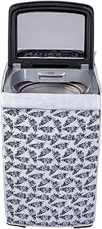 Classic® Top Load Washing Machine Cover Suitable for Samsung Back Panel 6 Kg, 6.5 Kg, 7 Kg, 7.5 Kg, 8 Kg (55cmsX55cmsX92cms, Black & White, Medium)