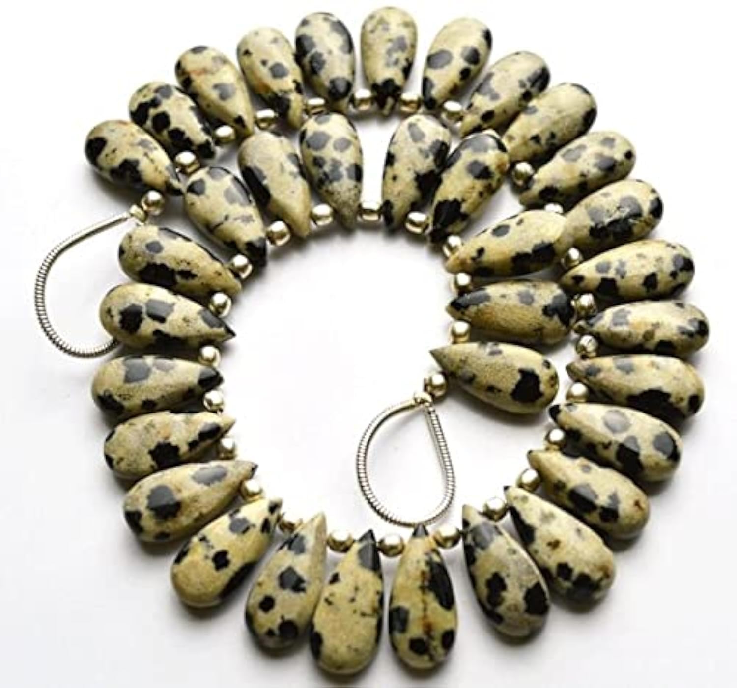 Briolettes poire Jaspe Dalmatien pour créer vos bijoux bohèmes de l'été