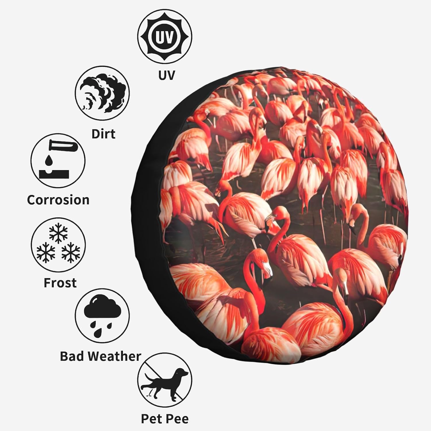 Flamingo Print Tire Cover Universal Spare Wheel for Trailer Rv SUV Truck Camper Travel Accessories