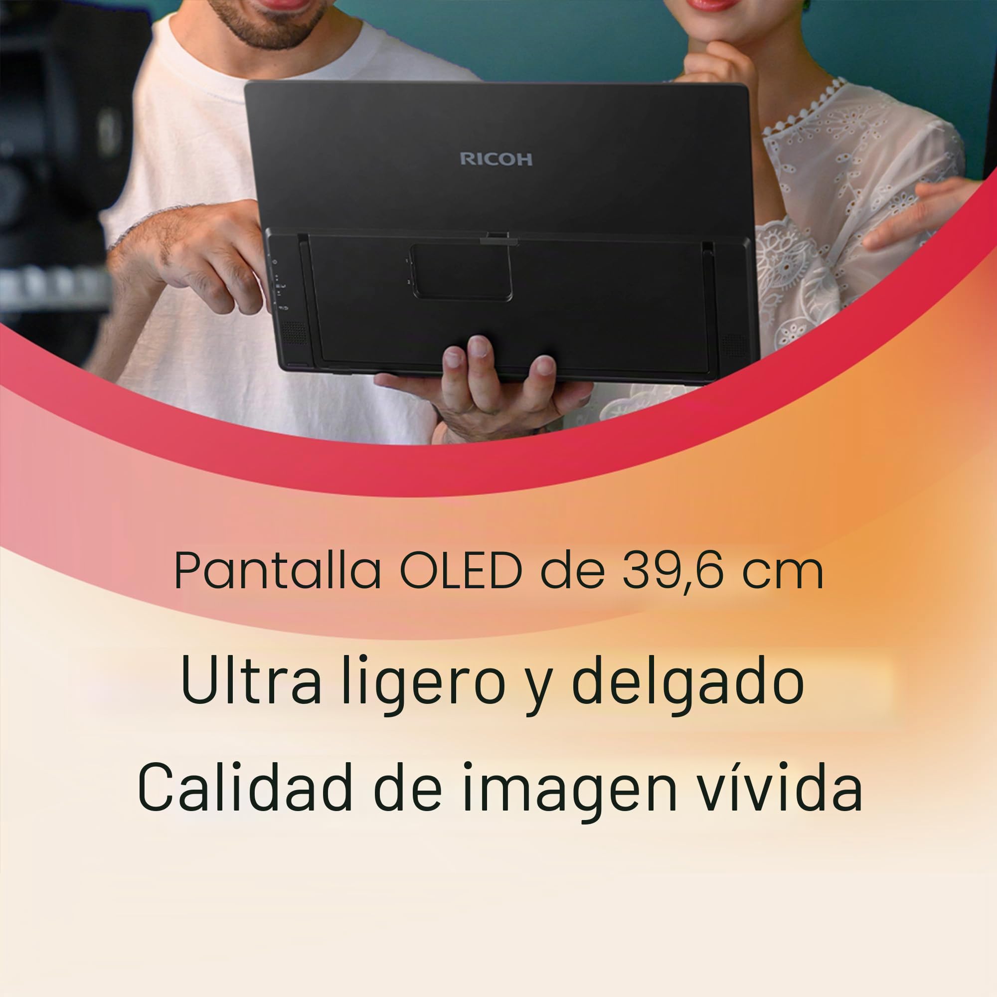 Monitor portátil inalámbrico RICOH 150BW de 15,6 Pulgadas, 1920 x 1080, OLED, USB C, Ligero con Pantalla táctil y 2 Altavoces Integrados, Pantalla portátil Externa para Ordenador portátil/PC/teléfono