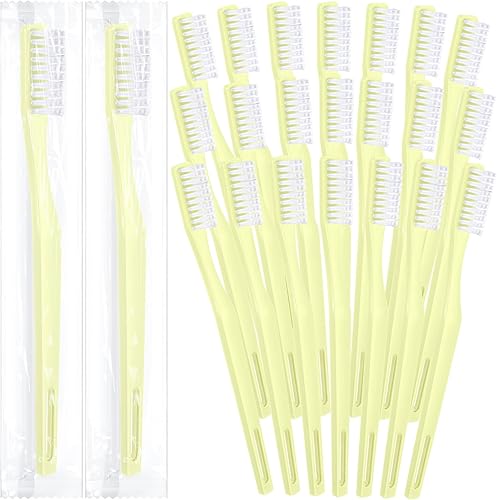 CHENGU Paquete de 200 cepillos de dientes desechables envueltos individualmente, cepillo de dientes de viaje de un solo uso, cepillo de dientes