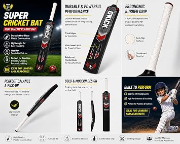 SNICK Plastic Cricket Bat for Indoor and Outdoor
