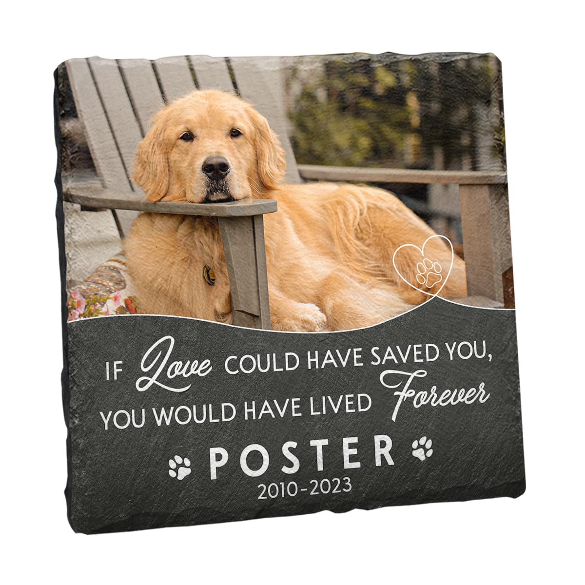 Pet Memorial Stones for Dogs Personalized - Loss Sympathy Gift - Square Shaped Stone Plaque with Dog Paw Engraving - Perfect for Remembering Your Loved Cats ST21