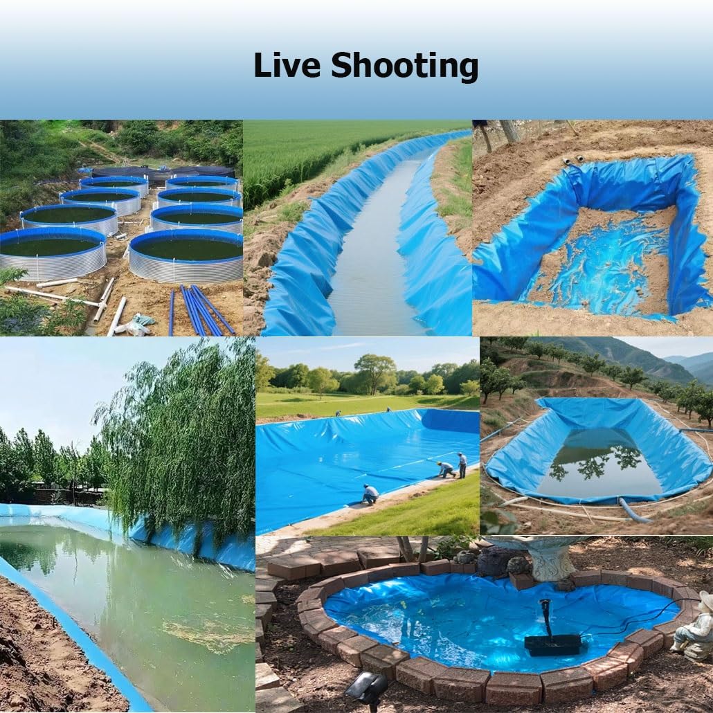 Telo in PVC per stagni koi, ruscelli, fontane e giardini acquatici, spessore 0,3 mm, telo multiuso, 6 x 8 m